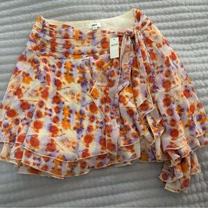 Aerie Floral Mini Skirt - Orange and Purple